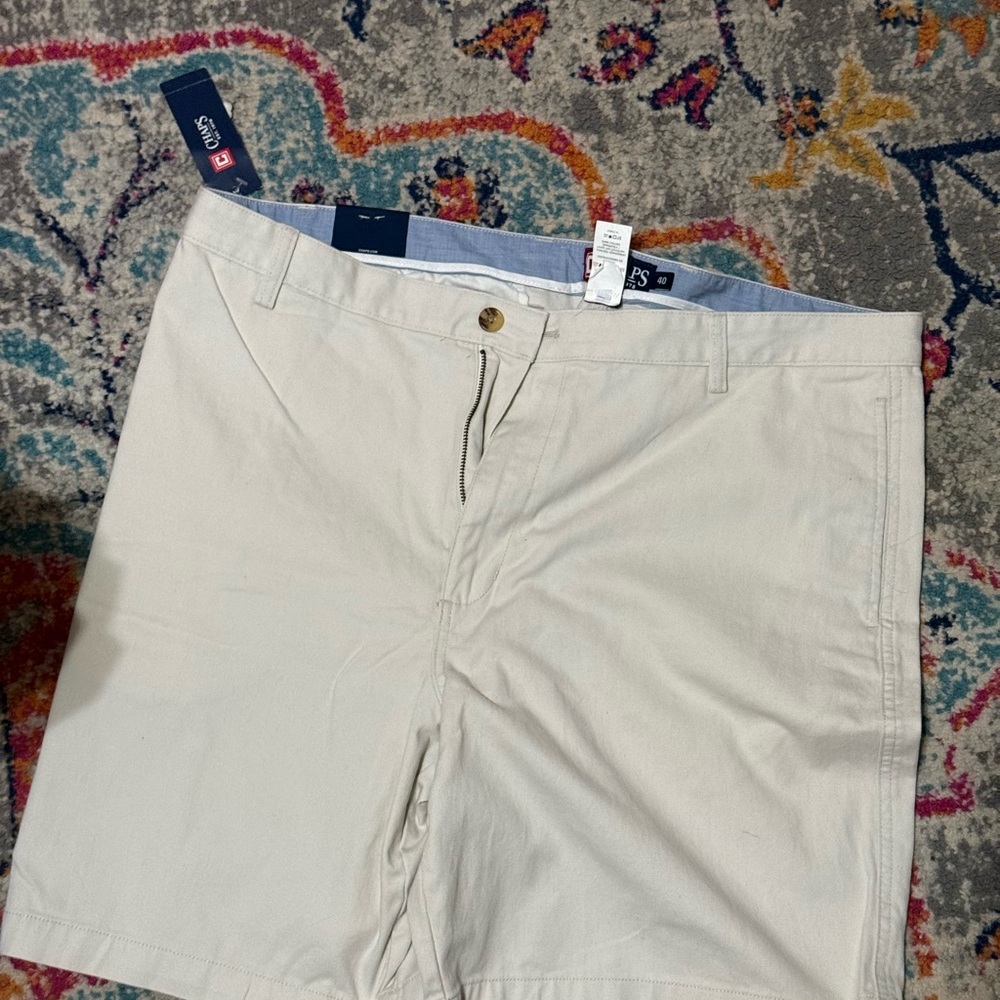 Chaps Men's Off-White Flat Front Chinos
